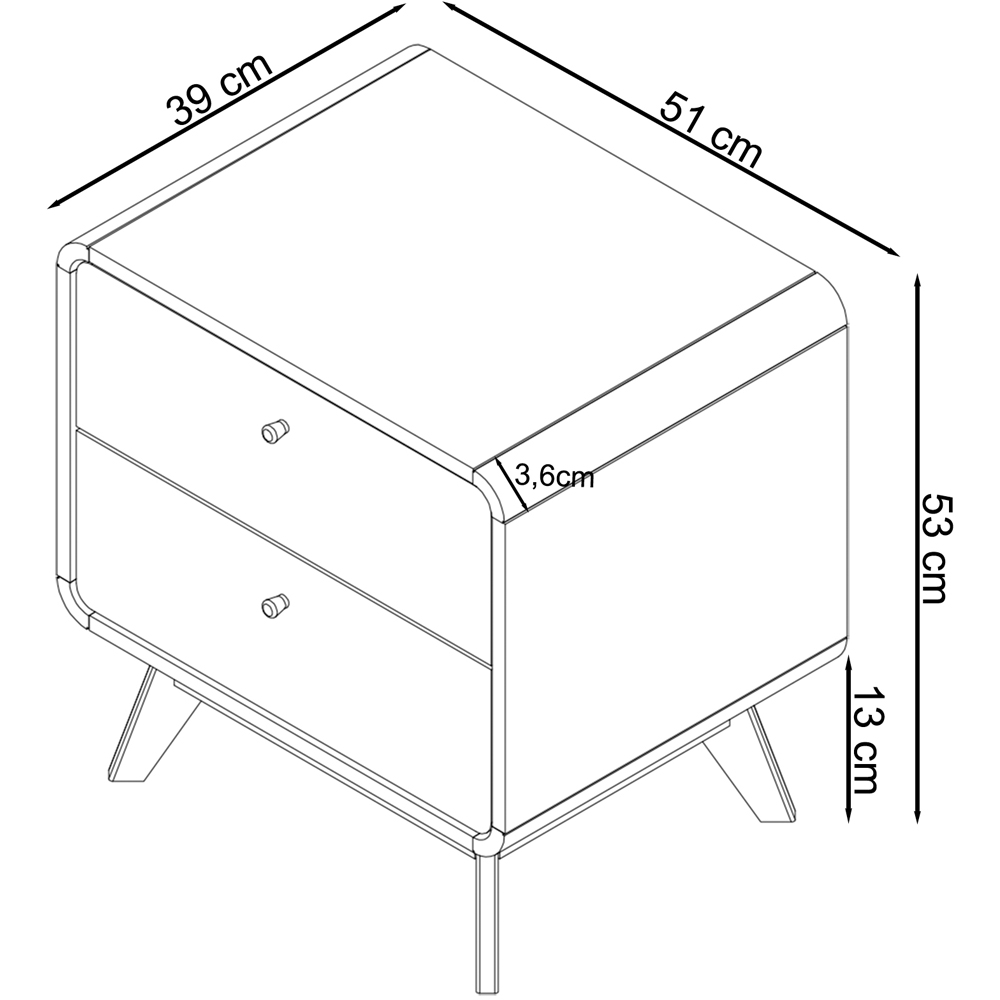Loft24 Cassie 2 Drawer White Nightstand Image 5