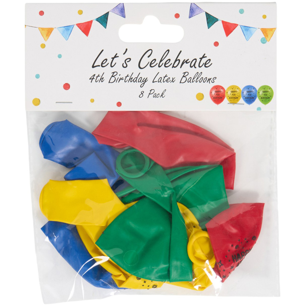 My Party Pack of 8 Colourful Birthday Latex Balloons  - 4th Image 1