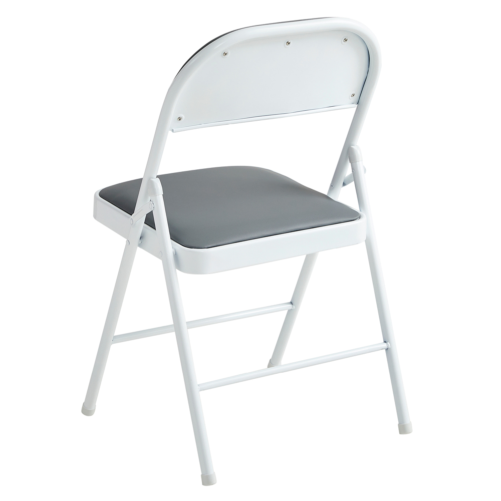 Set of 4 Grey Padded Folding Metal Dining Chairs Image 5