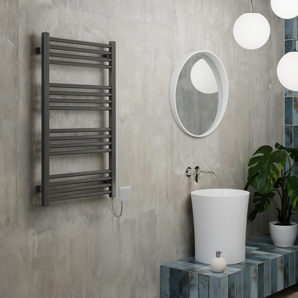 Terma Fiona E Sparkling Grey Electric Towel Rail 900 x 500mm Image 2
