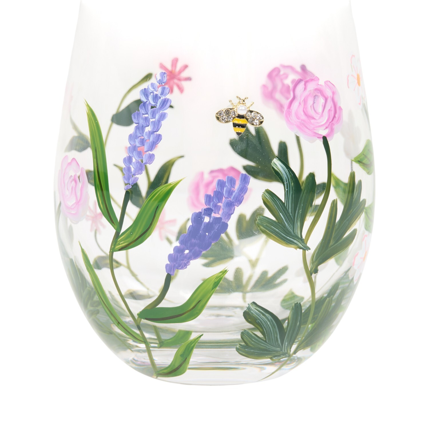 Hand Painted Flowers and Bees Tumbler Image 2