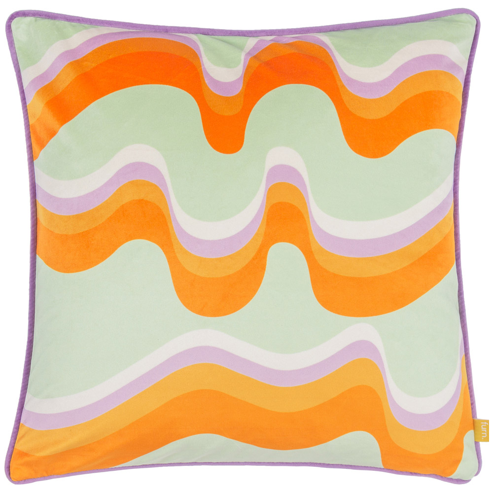 furn. Amelie Waves Abstract Velvet Cushion Image 1