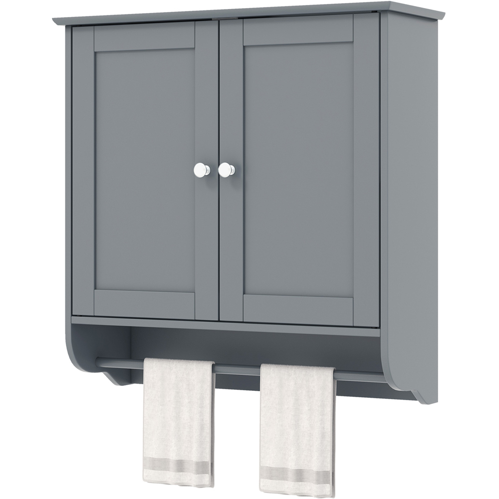 Costway 2 Door Grey Wall Mounted Bathroom Cabinet with Towel Rack Image 2