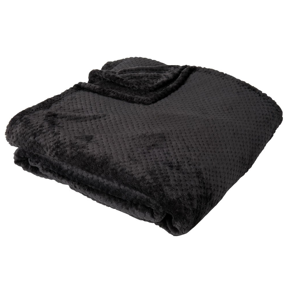 Wilko Black Waffle Throw 200 x 240cm Wilko