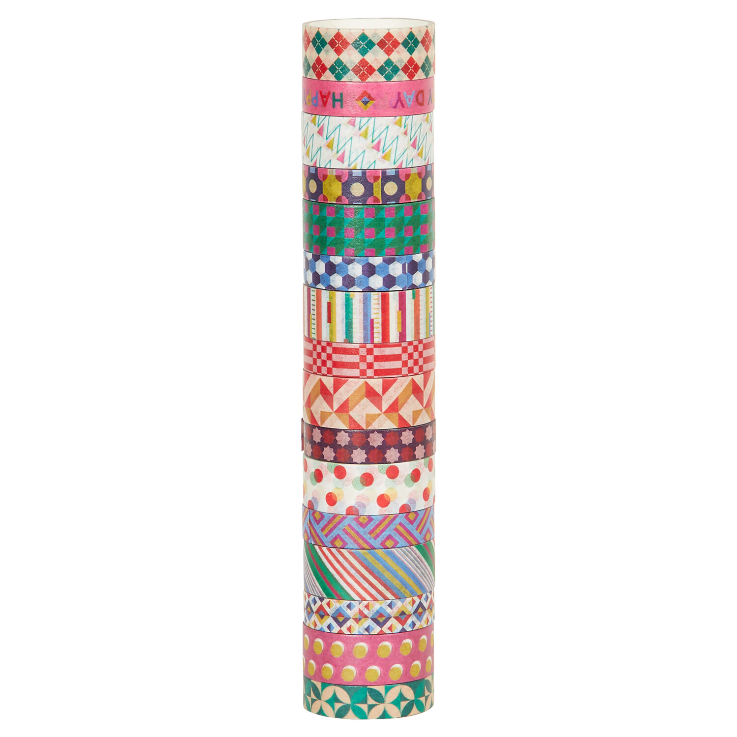 Pack of 16 Geometric Washi Tapes - Multicolour Image 2