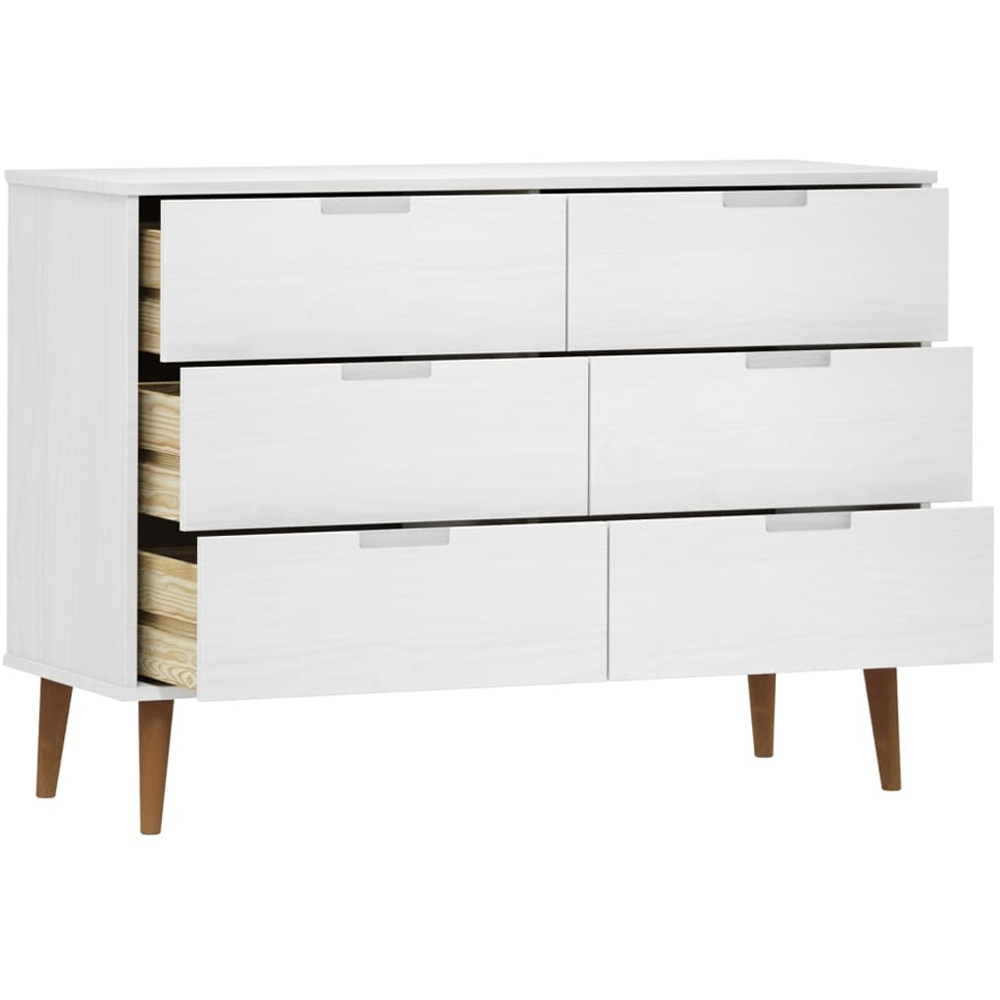 vidaXL Molde 6 Drawer White Solid Wood Pine Storage Cabinet Image 5