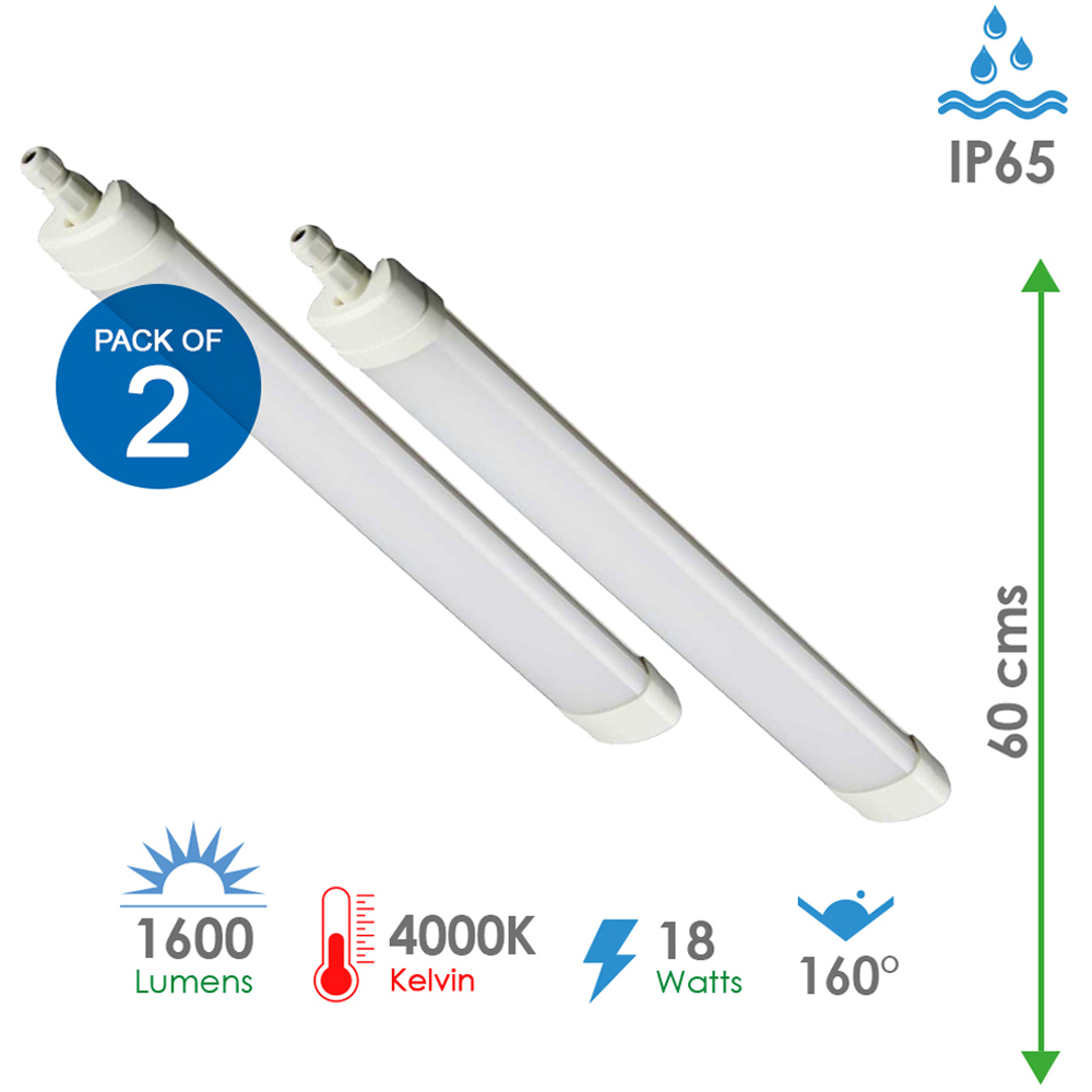 ENER-J 18W 4000K LED Triproof Batten 600mm 2 Pack Image 9