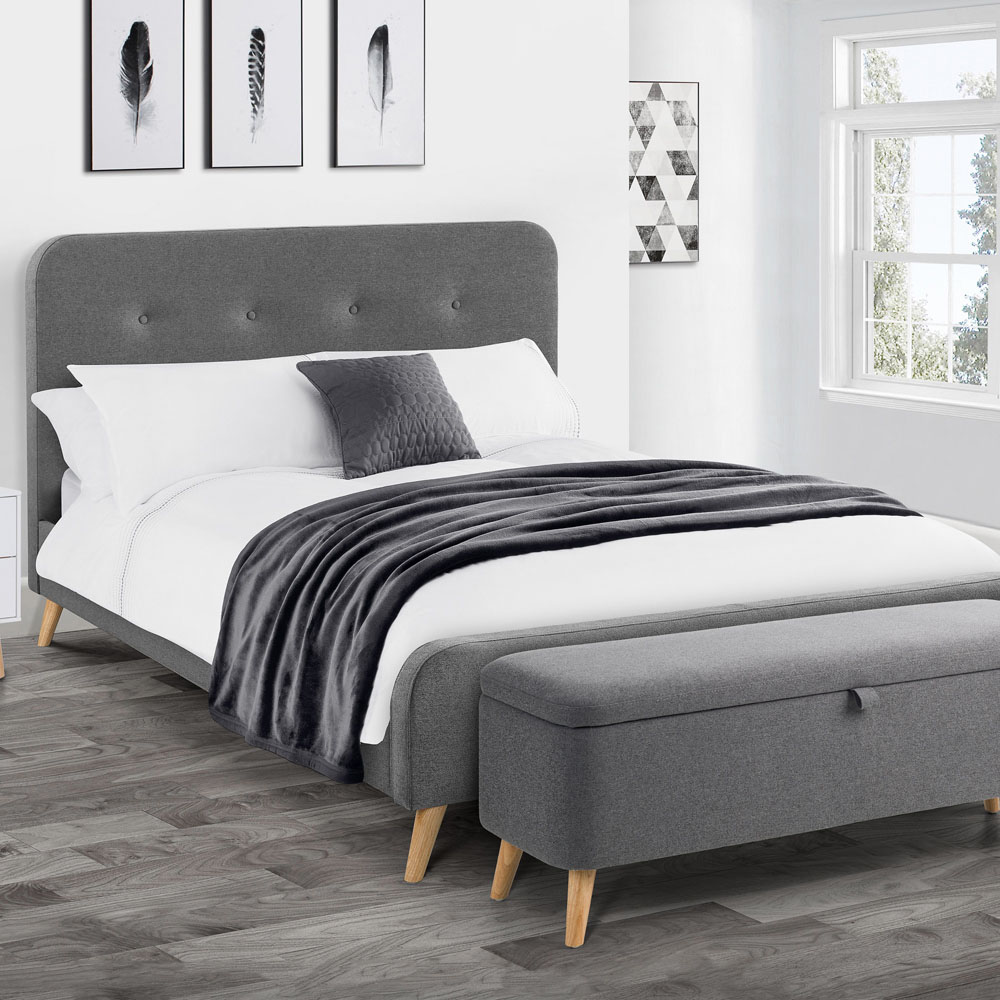 Julian Bowen Astrid Double Grey Curved Retro Buttoned Bed Image 4