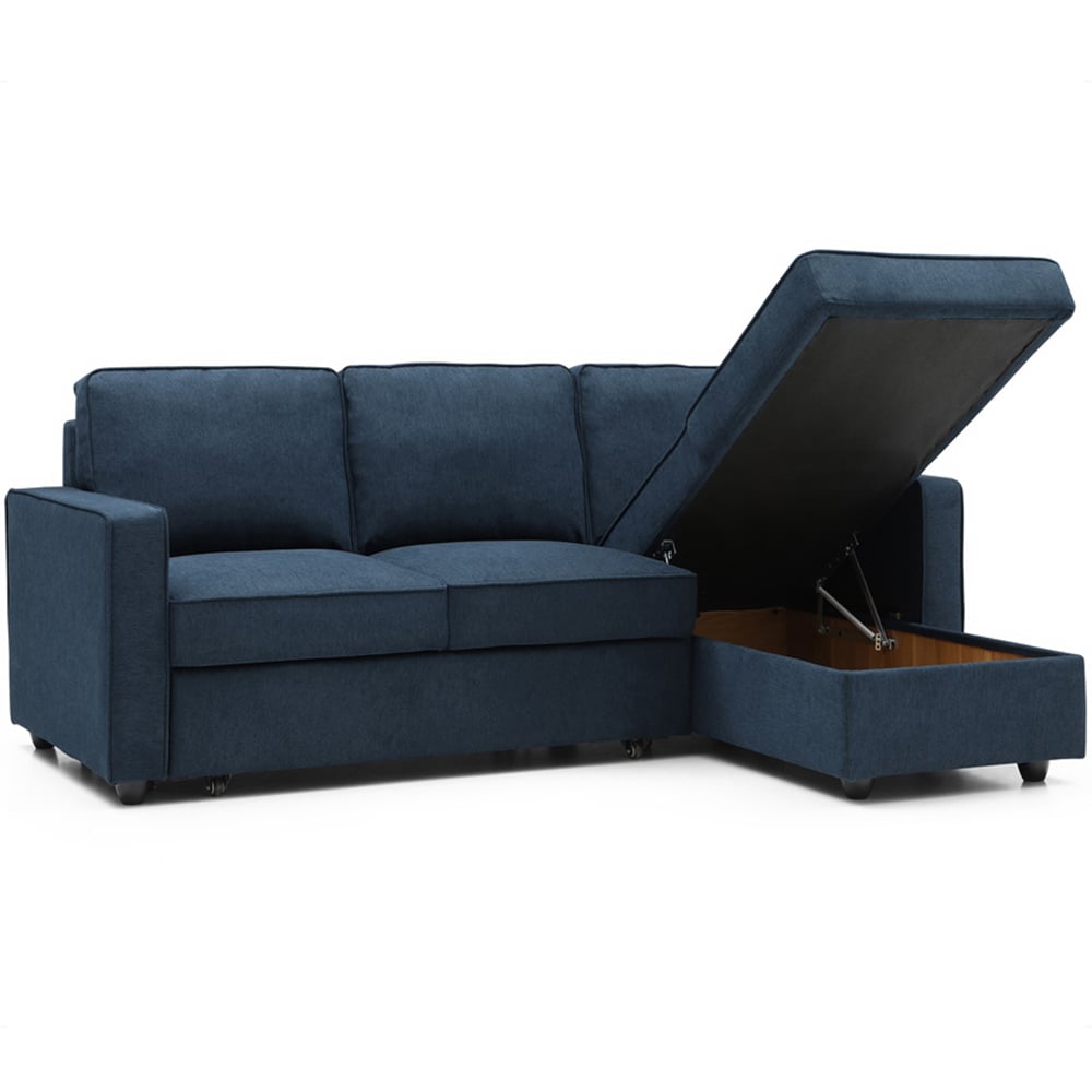 Lucien 3 Seater Blue Corner Sofa Bed Image 4