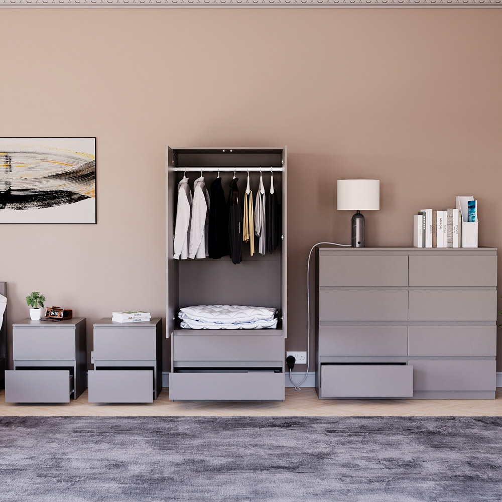 Denver Grey 4 Piece Bedroom Furniture Set Image 3