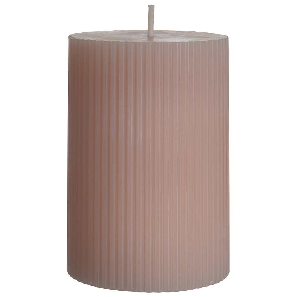 Wilko Pink Ribbed Candle Image 2