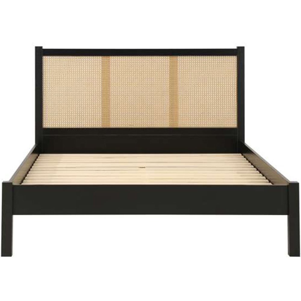 Croxley King Size Black and Oak Rattan Bed Image 4