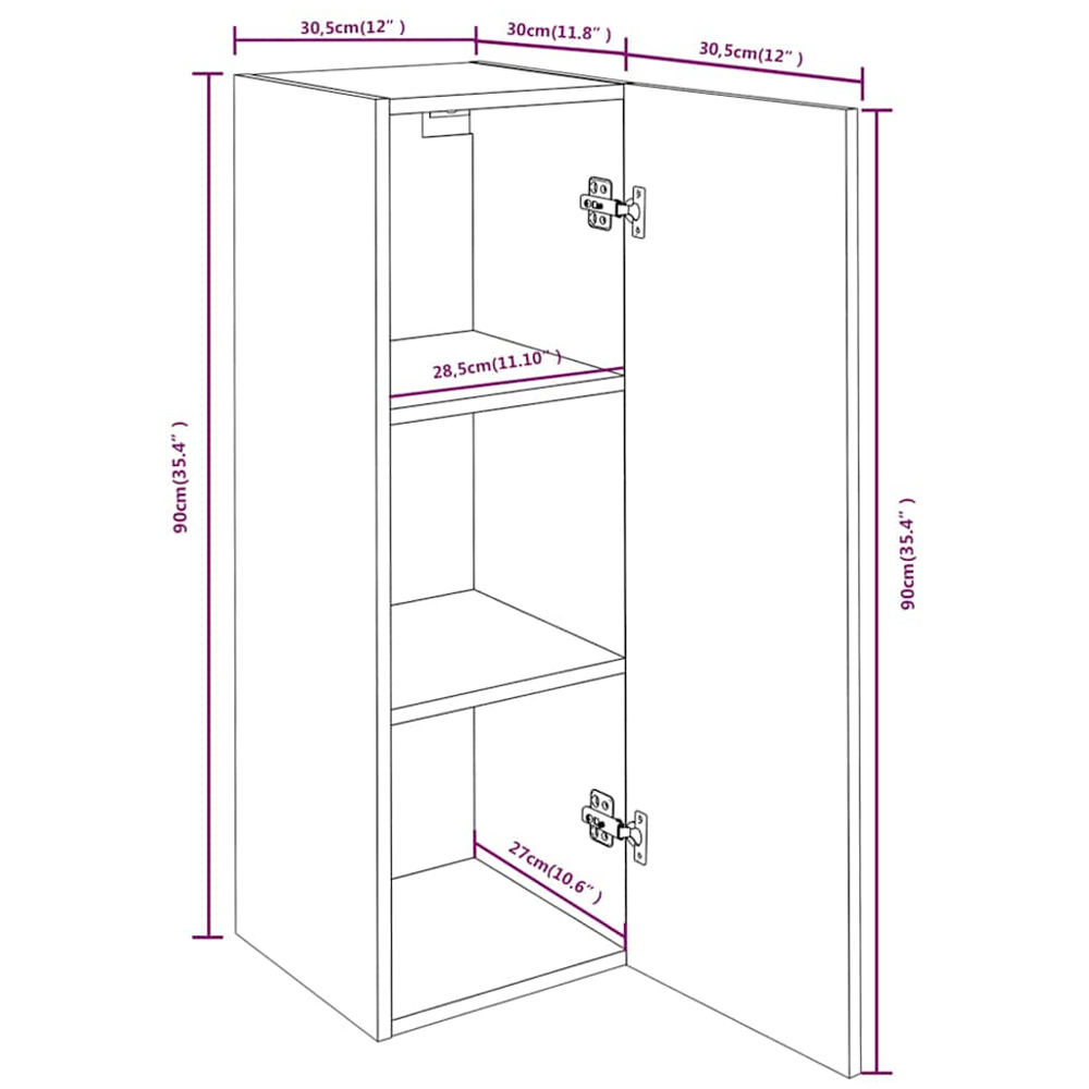vidaXL Single Door Smoked Oak Wall Mounted TV Cabinet Set of 2 Image 9