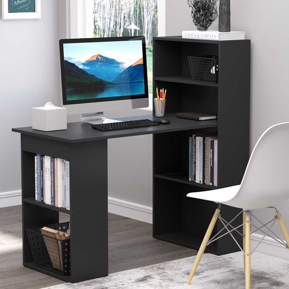 Portland Modern Compact 6-Tier Desk Black Image 1