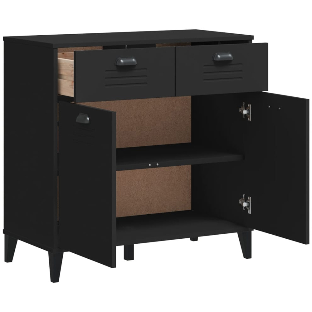 vidaXL 2 Door 2 Drawer Black Wooden Sideboard Image 5