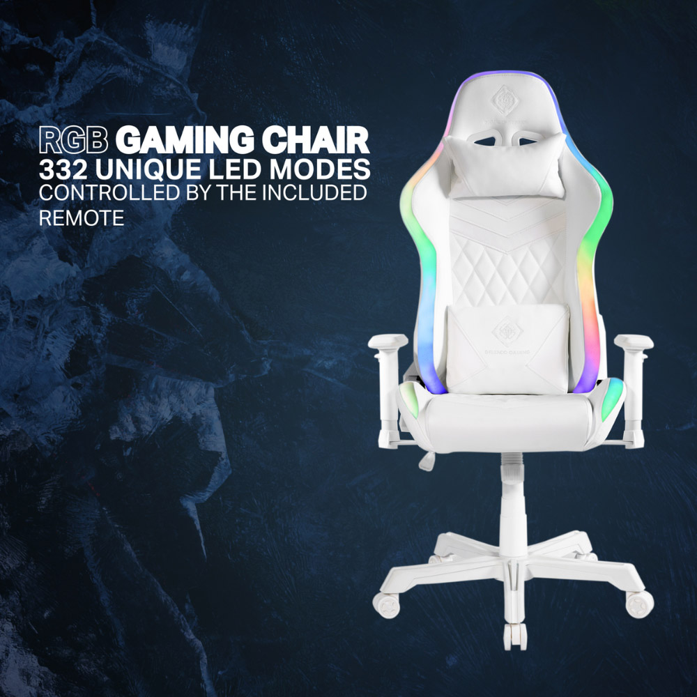 Deltaco White Leather RGB LED Gaming Chair Image 8