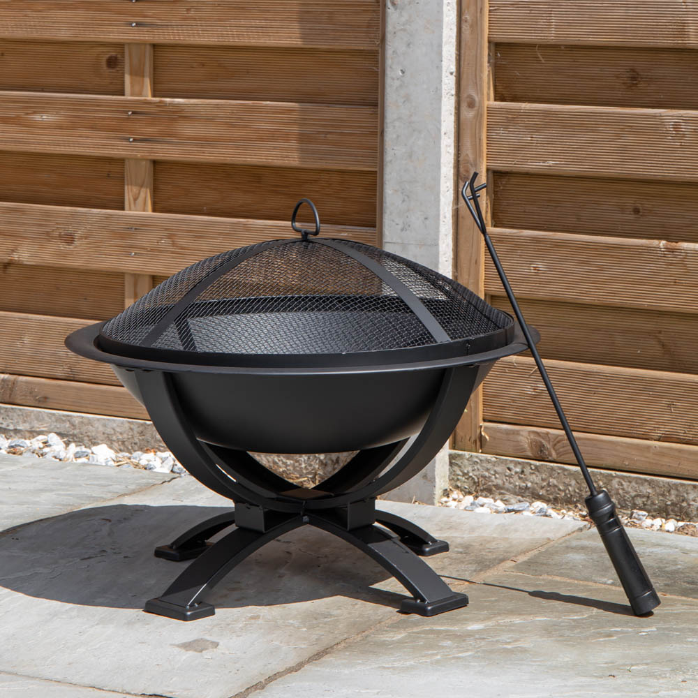 Samuel Alexander Black Steel Outdoor El-Clasico Fire Pit with Fire Poker 43cm Image 9