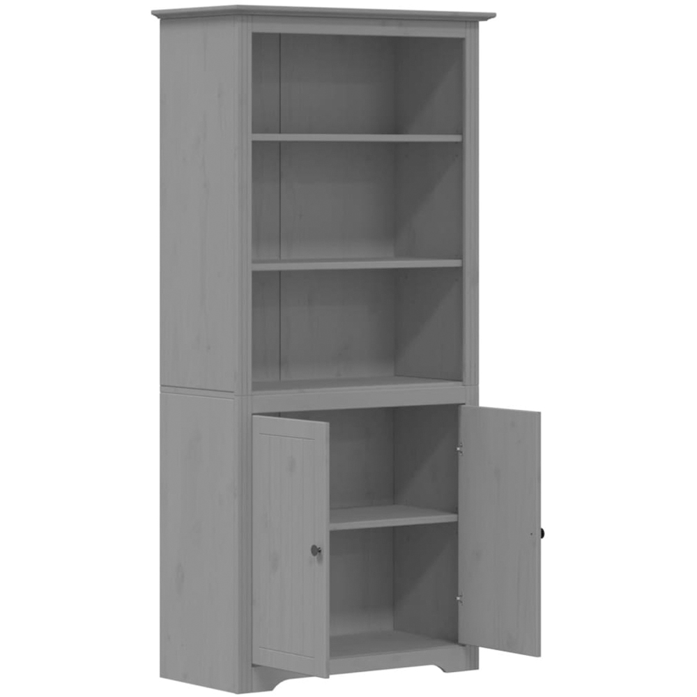 vidaXL 2 Door 3 Shelf Grey Pine Wood Bookcase Image 4