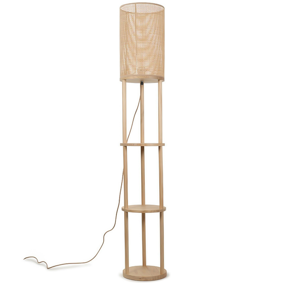 ValueLights Elsa Wooden 3 Shelf LED Floor Lamp Image 1