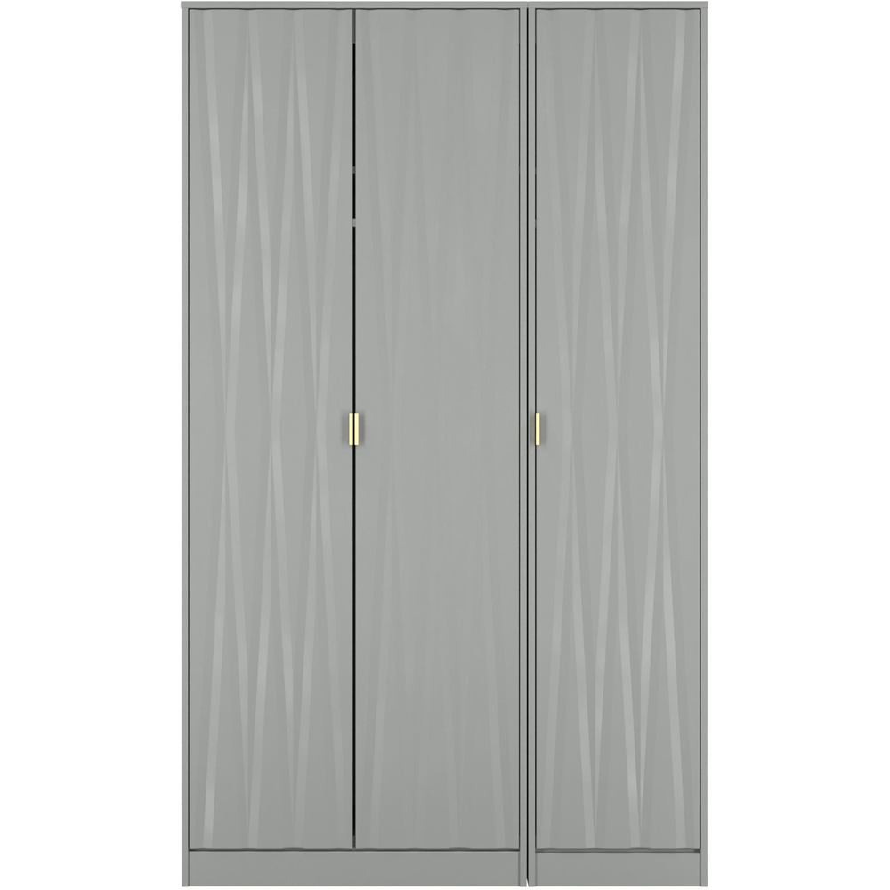 Crowndale Diamond 3 Door Dusk Grey Tall Wardrobe Ready Assembled Image 2