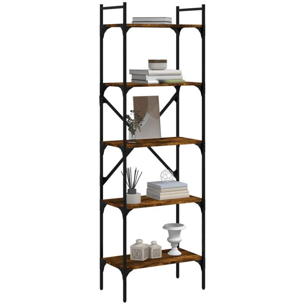 vidaXL 5 Shelf Smoked Oak Bookcase Image 3