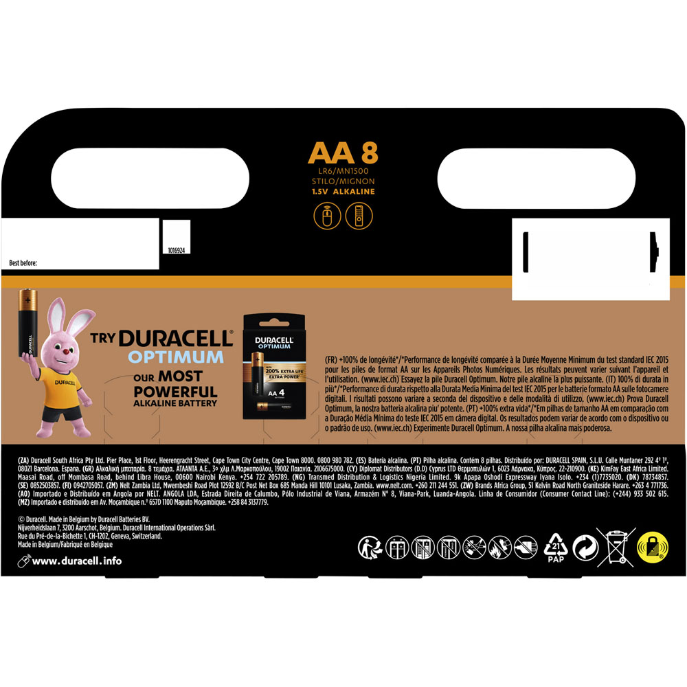 Duracell Plus LR6 AA 1.5V Alkaline Batteries 8 pack Image 2