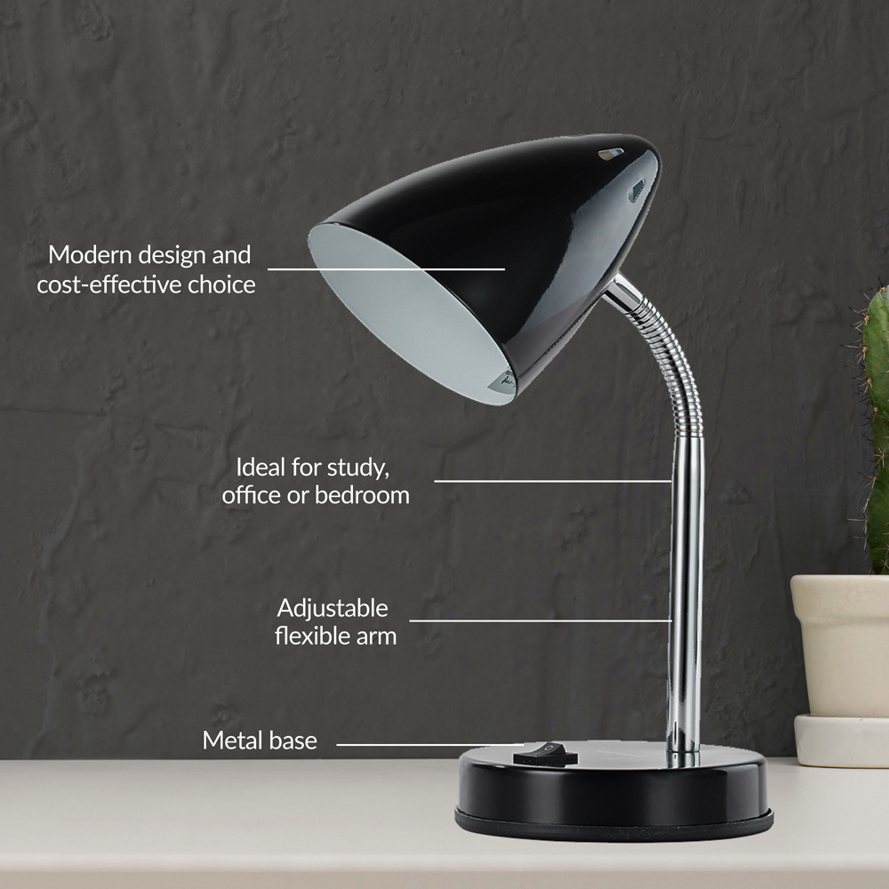 Innoteck Black Cone Flexible Neck Desk Lamp Image 3