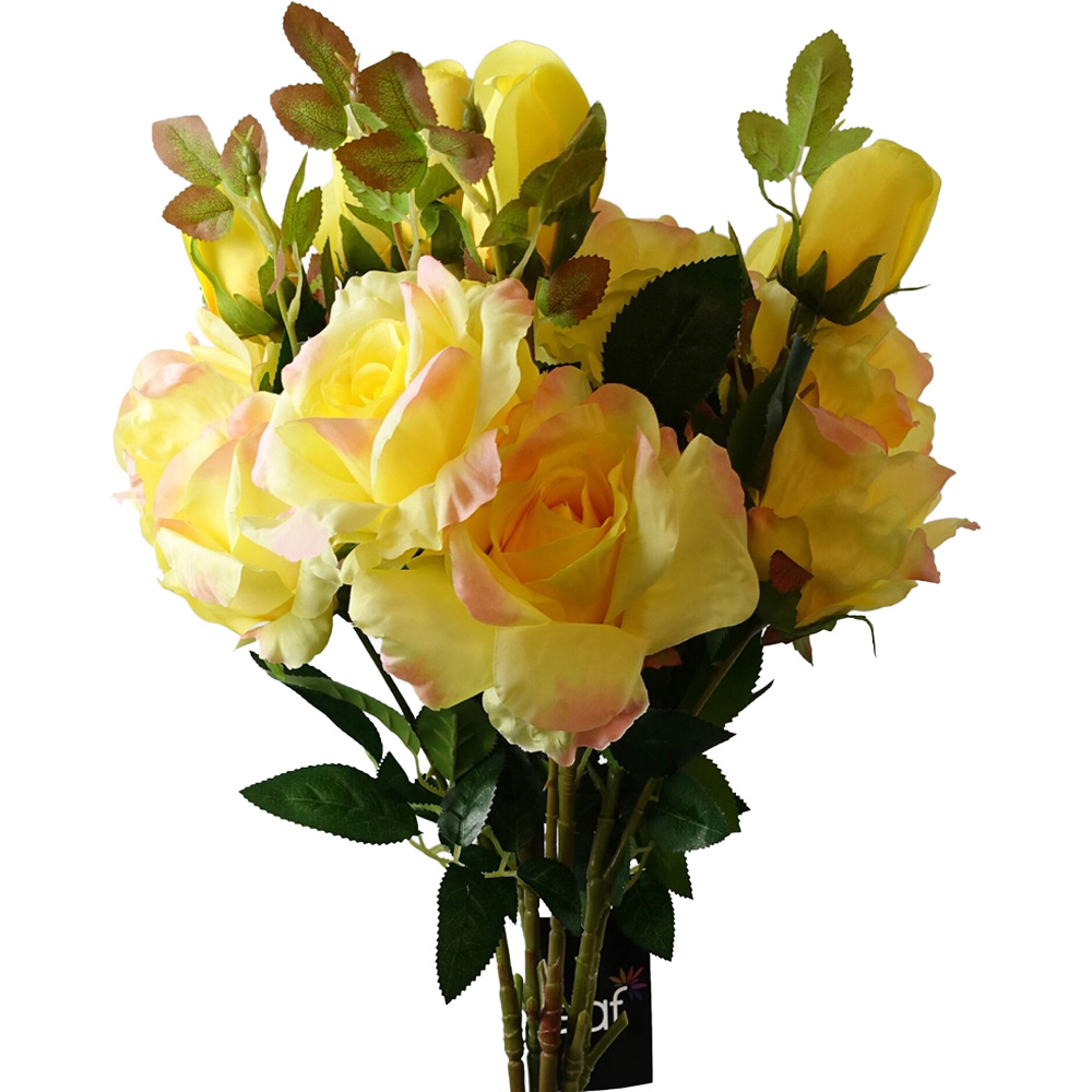 Leaf Yellow Rose Artificial Stem 80cm 6 Pack Image 2