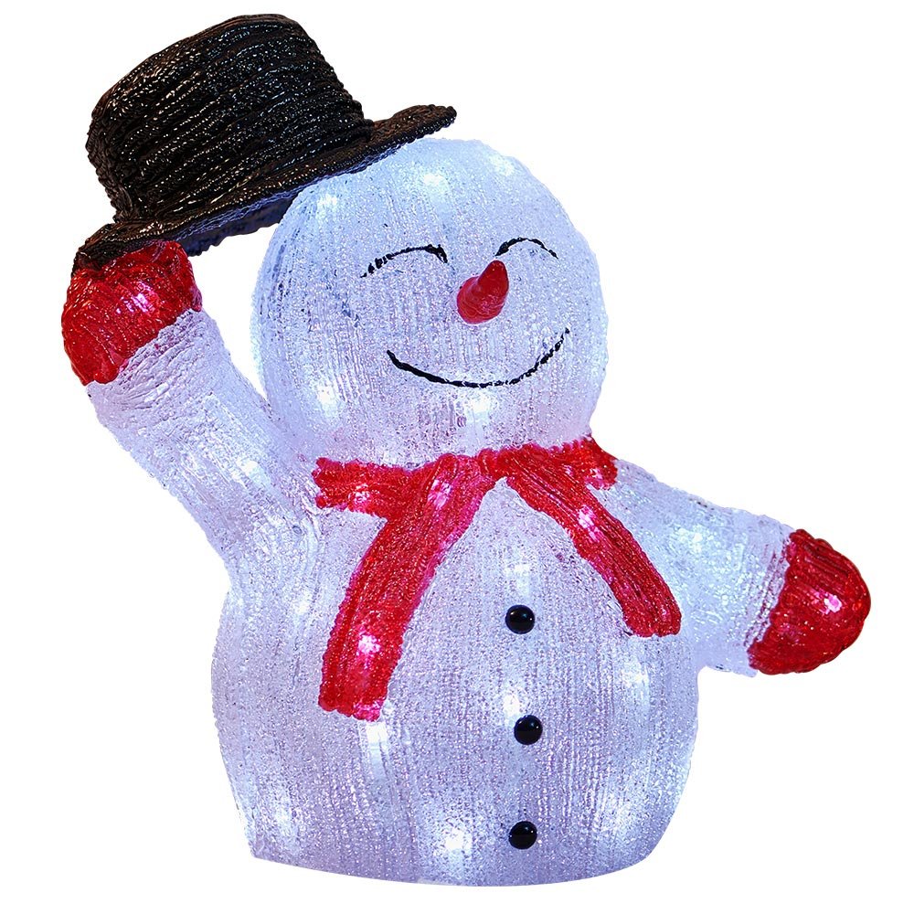Wilko Acrylic Light Up Snowman with Hat Image 2