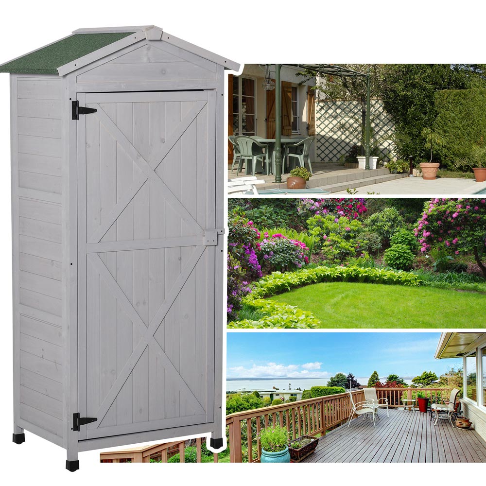 Outsunny 2.4 x 1.5ft Grey Storage Shed Image 6