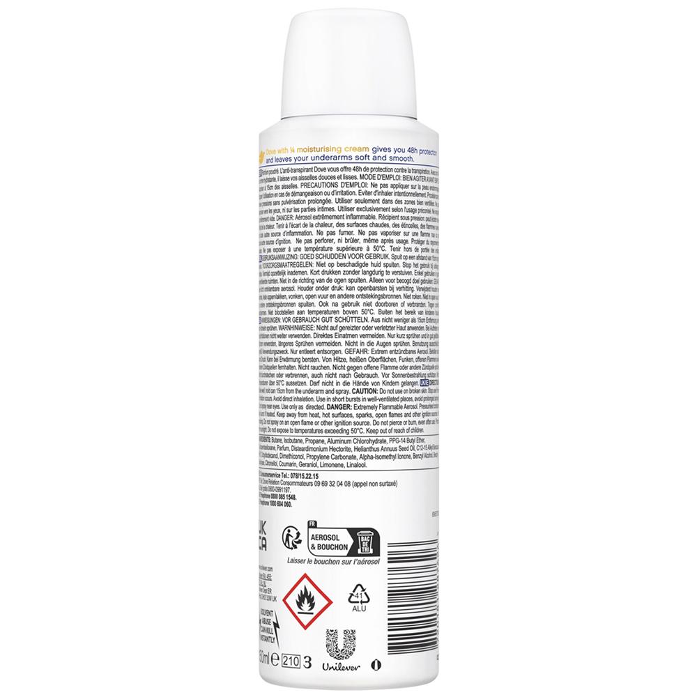 Dove Powder Antiperspirant Deodorant Spray 150ml Image 3