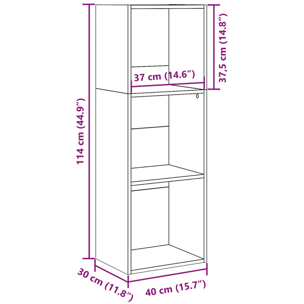 vidaXL 3 Shelf Artisan Oak Slim Bookcase Image 9
