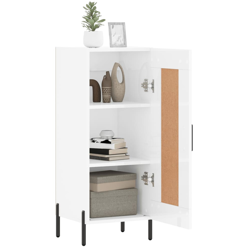 vidaXL Single Door High Gloss White Narrow Sideboard Image 4