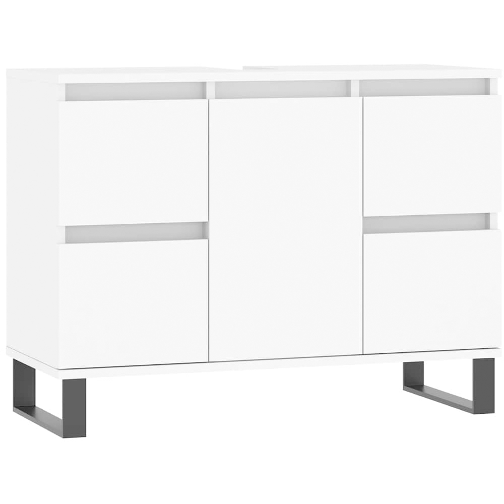 vidaXL Single Door 4 Drawer White Bathroom Cabinet Image 2