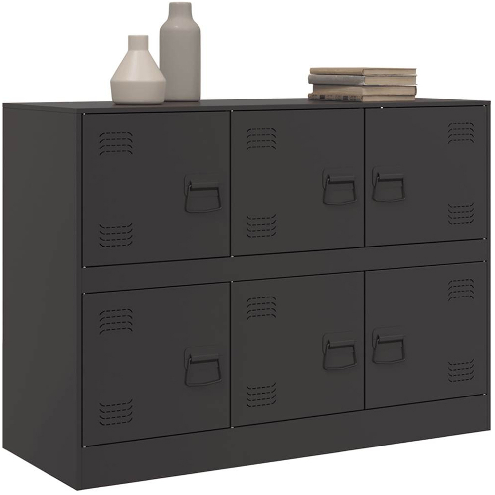 vidaXL 6 Door Black Metal Sideboard Image 4