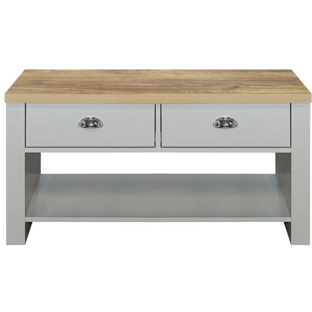 Highgate 2 Drawer Grey and Oak Coffee Table Image 2