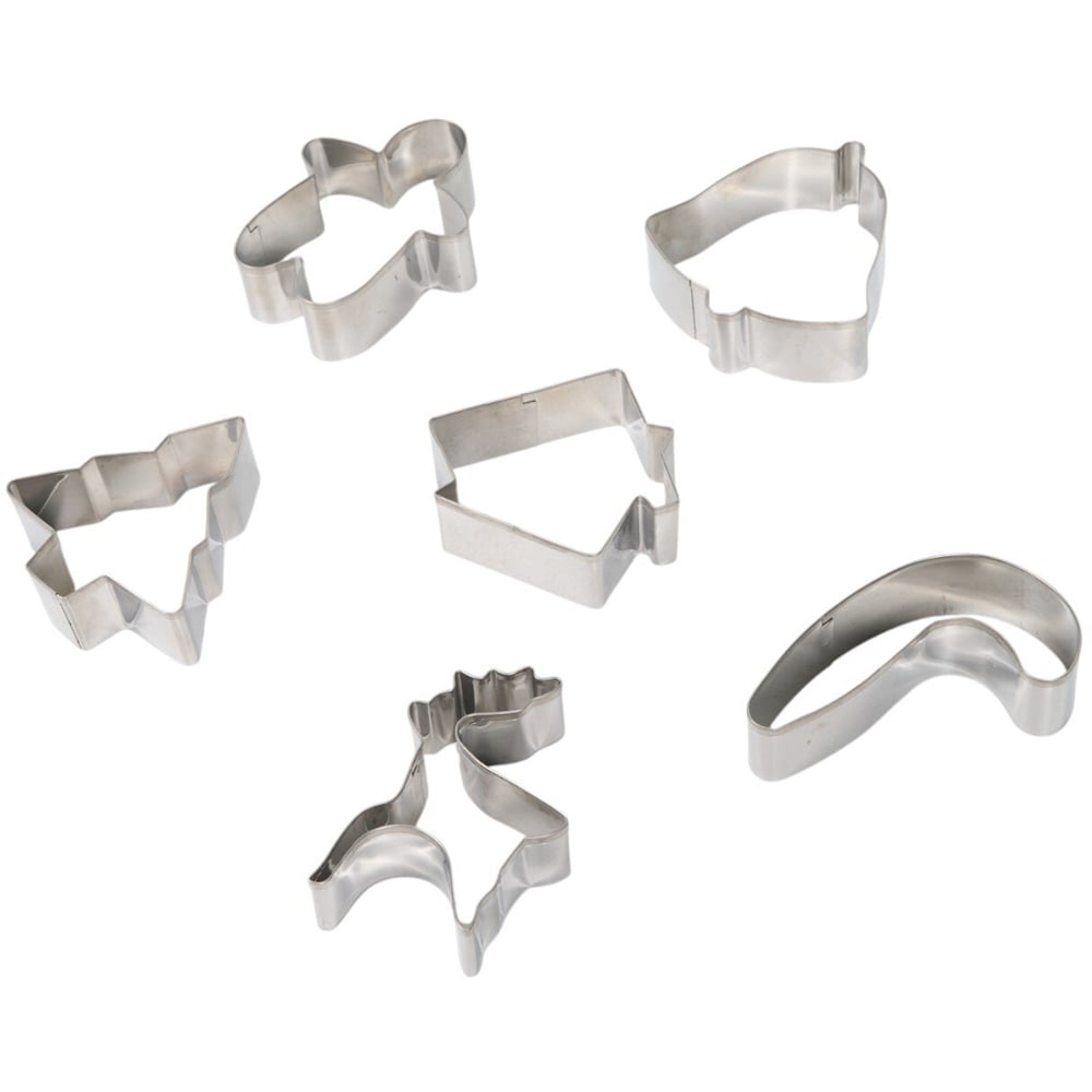 Set of 6 Christmas Cookie Cutters Silver Image 2
