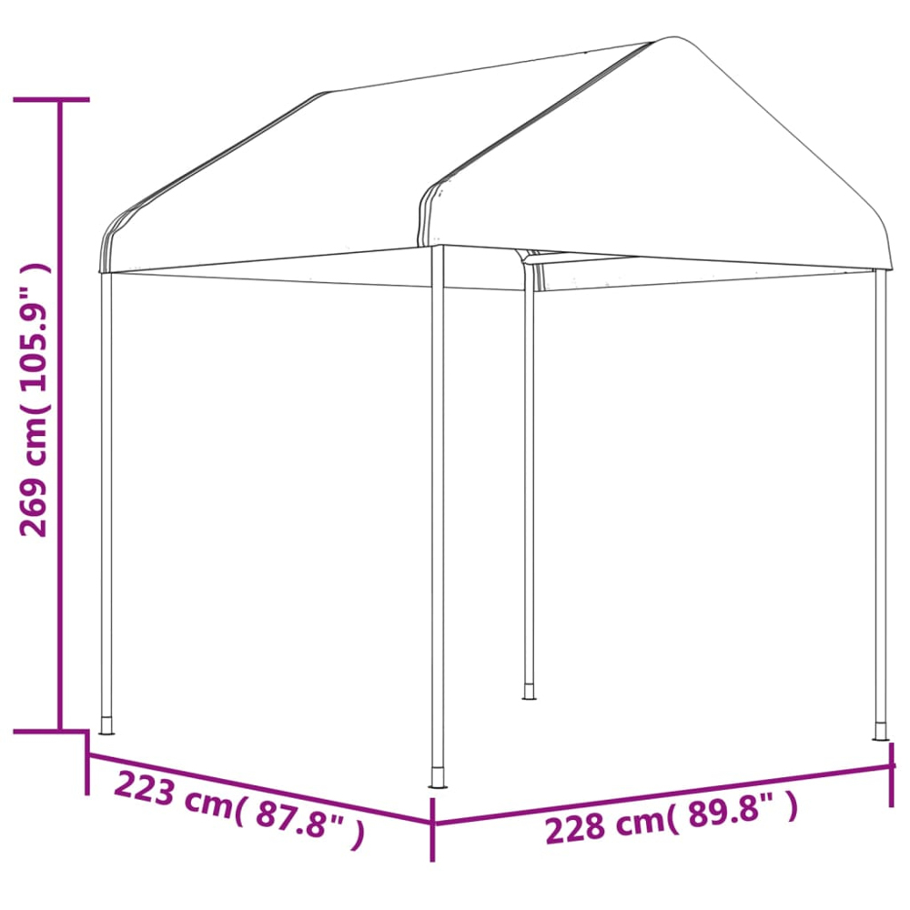 vidaXL 13.38 x 2.28m White Gazebo with Roof Image 6