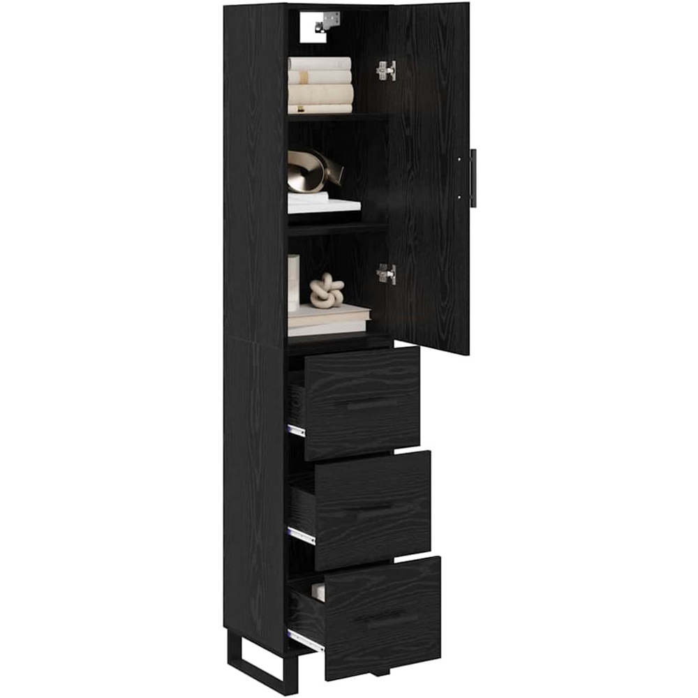 vidaXL Single Door 3 Drawer Black Oak Sideboard Image 6