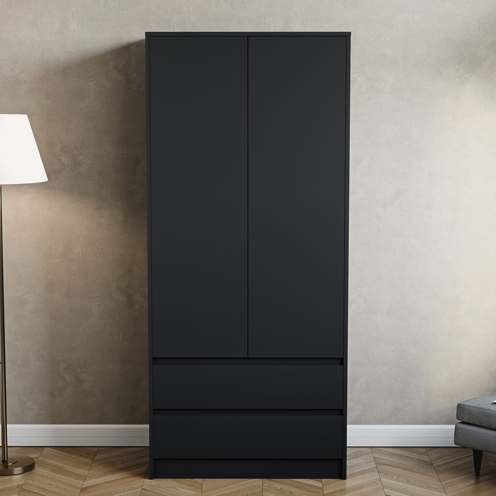 VIDA DESIGNS Denver 2 Door 2 Drawer Black Wardrobe Image 5