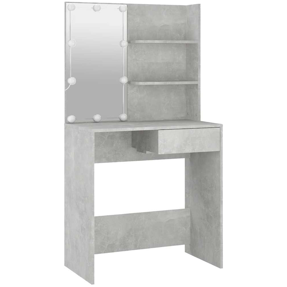 vidaXL Concrete Grey LED Mirror Dressing Table and Stool Set Image 3