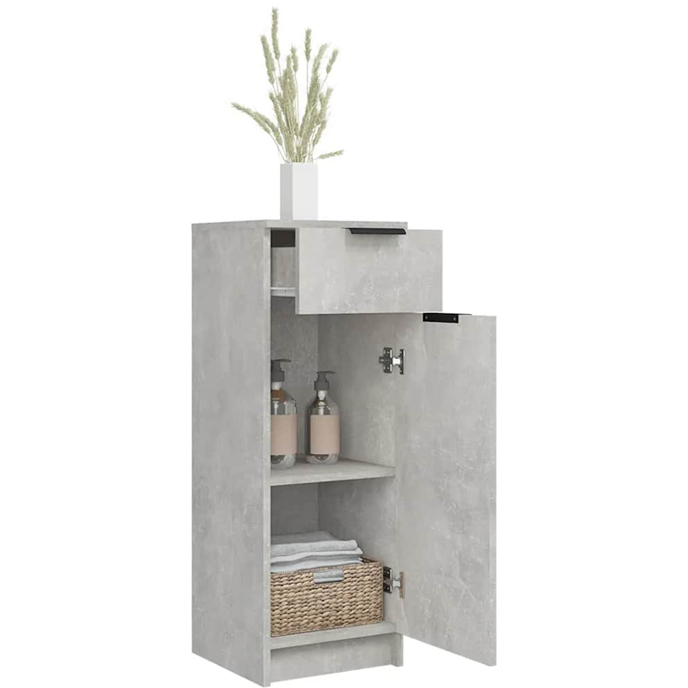 vidaXL Single Door Single Drawer Concrete Grey Narrow Bathroom Cabinet Image 5