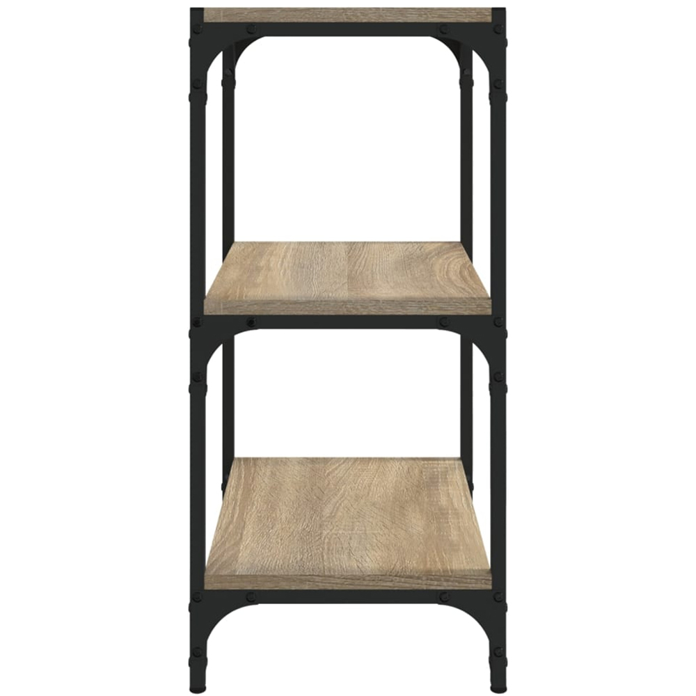 vidaXL 3 Shelf Sonoma Oak Wood and Steel Bookcase Image 3