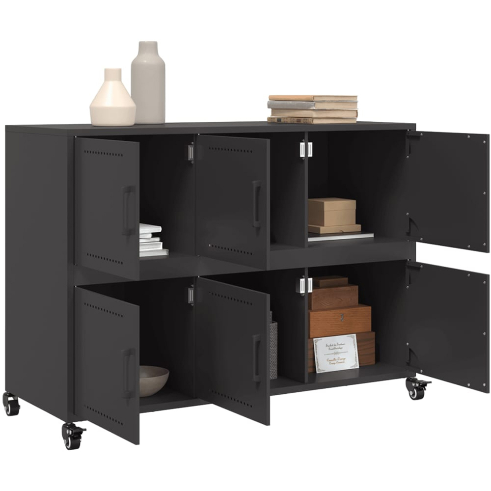 vidaXL 6 Door Black Steel Sideboard Image 5