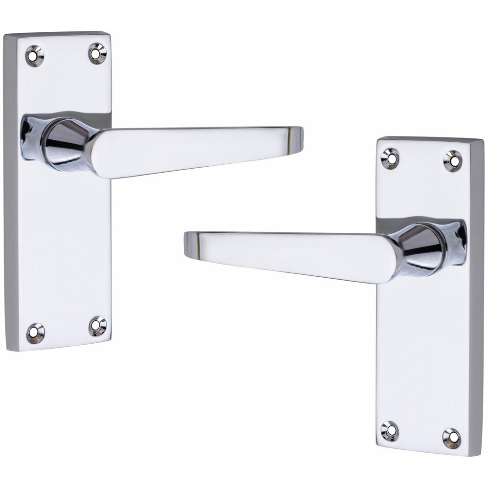 Golden Grace Victorian Straight Polished Chrome Lever Latch Handles Set 7 Pack Image 2