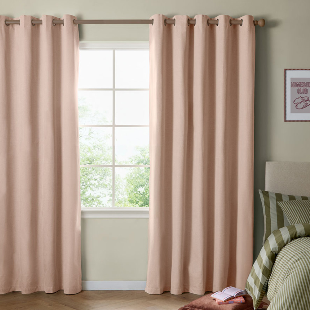 Furn The Ultimate Pink Textured Woven Blackout Eyelet Curtains 229 x 137cm Image 1