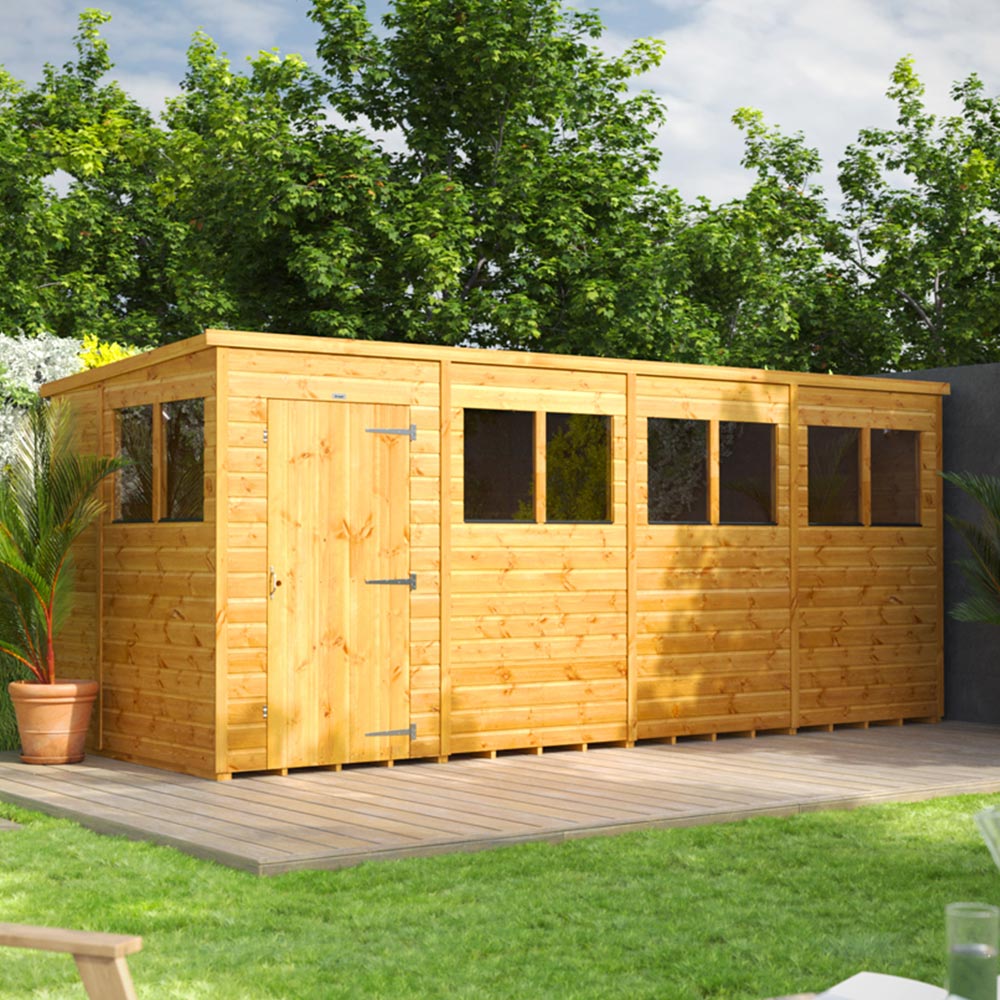 Power Sheds 16 x 6ft Pent Wooden Shed Image 2