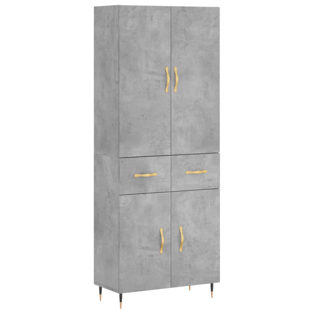 vidaXL 4 Door 2 Drawer Concrete Grey Highboard Image 2