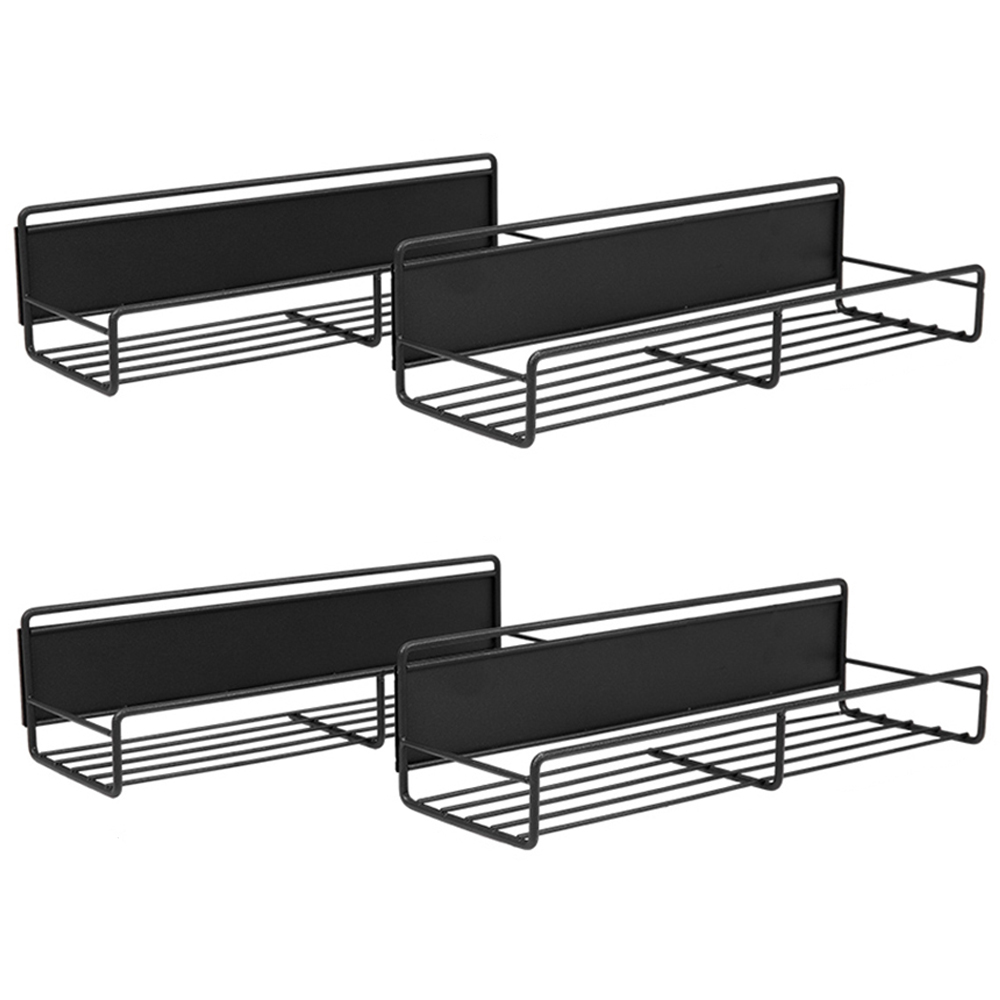 Living and Home 4 Piece Magnetic Fridge Storage Shelf with Hooks Image 1