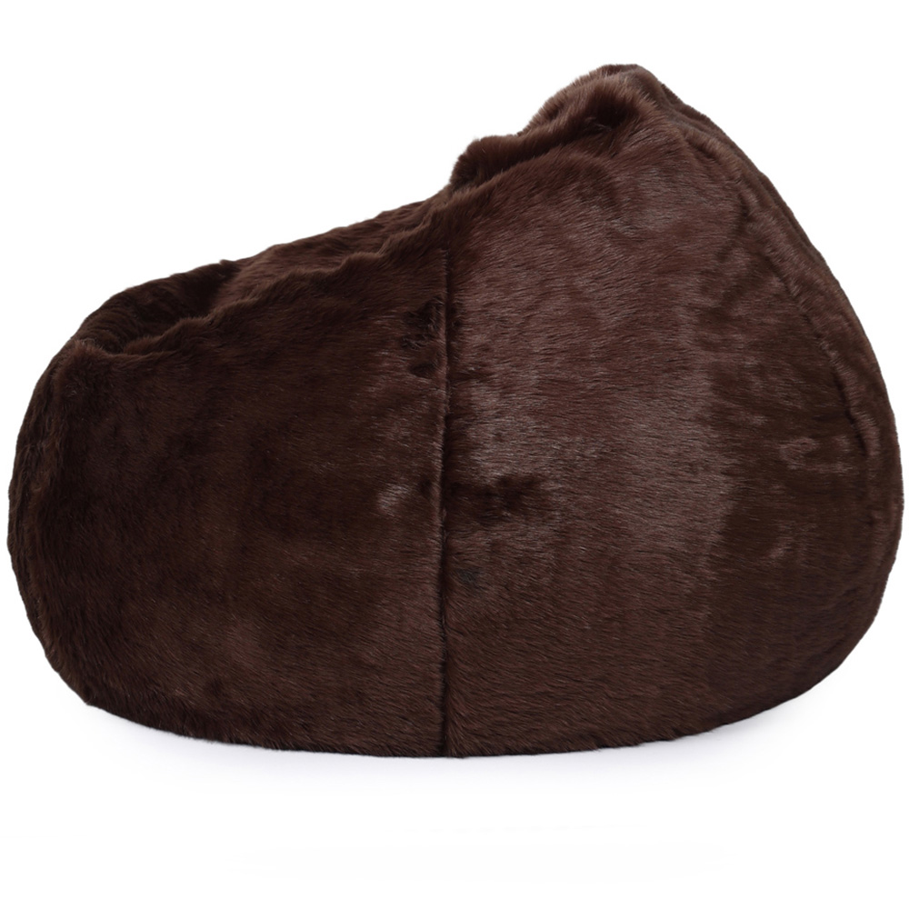 Kaikoo Areya Chocolate Brown Faux Fur XL Drum Footstool Image 6